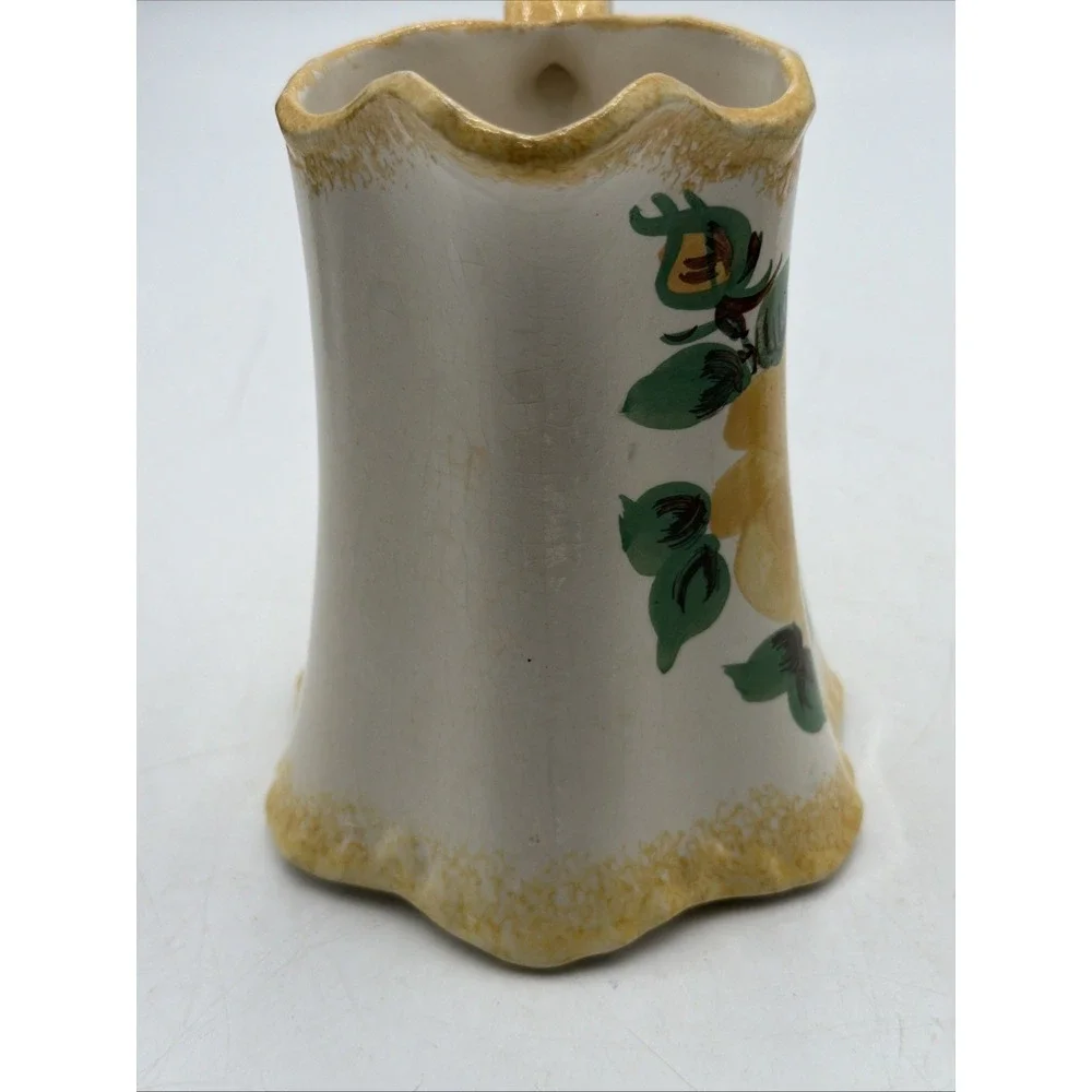 Creamer or Small Pitcher Yellow Flowers Cash Family Pottery Hand Painted Vintage